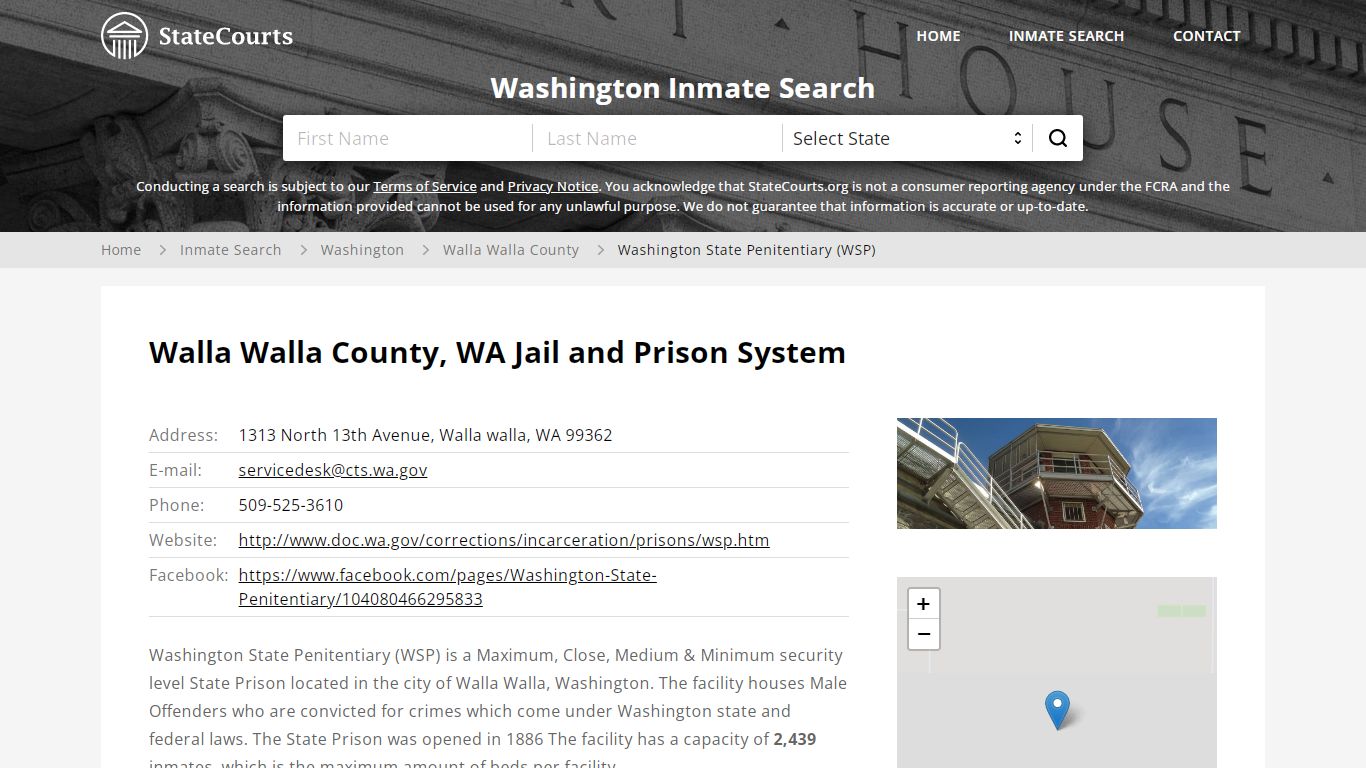 Washington State Penitentiary (WSP) Inmate Records Search, Washington ...